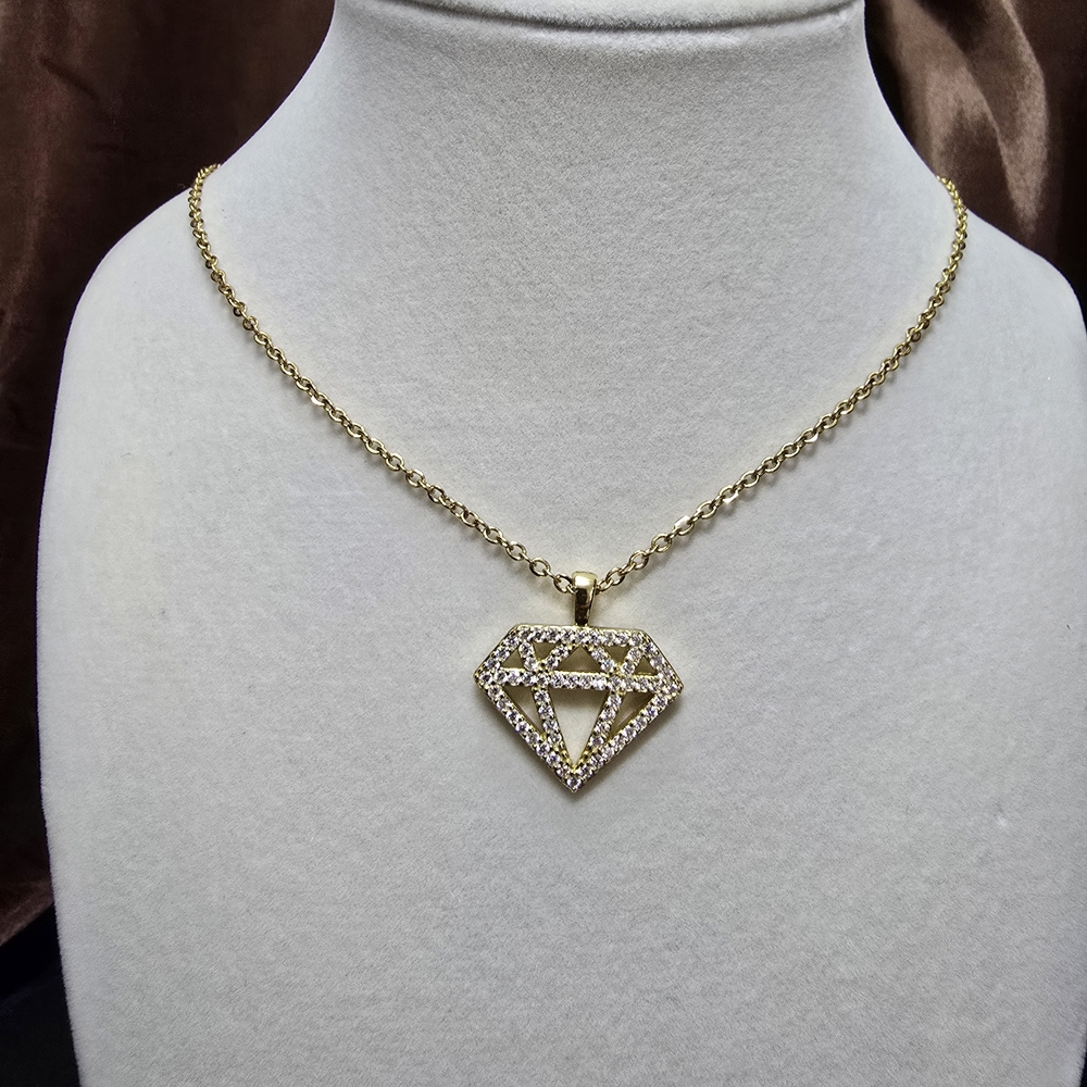 Moissanite "Diamond" Pendant Gold Over Sterling Silver Pendant And Necklace